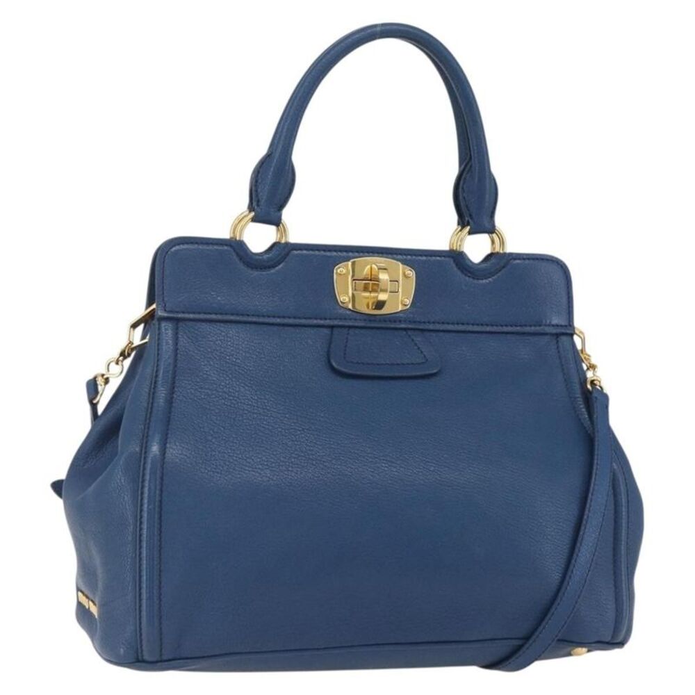 Miu Miu Vintage Leather Blue Leather Tote Bag Bag